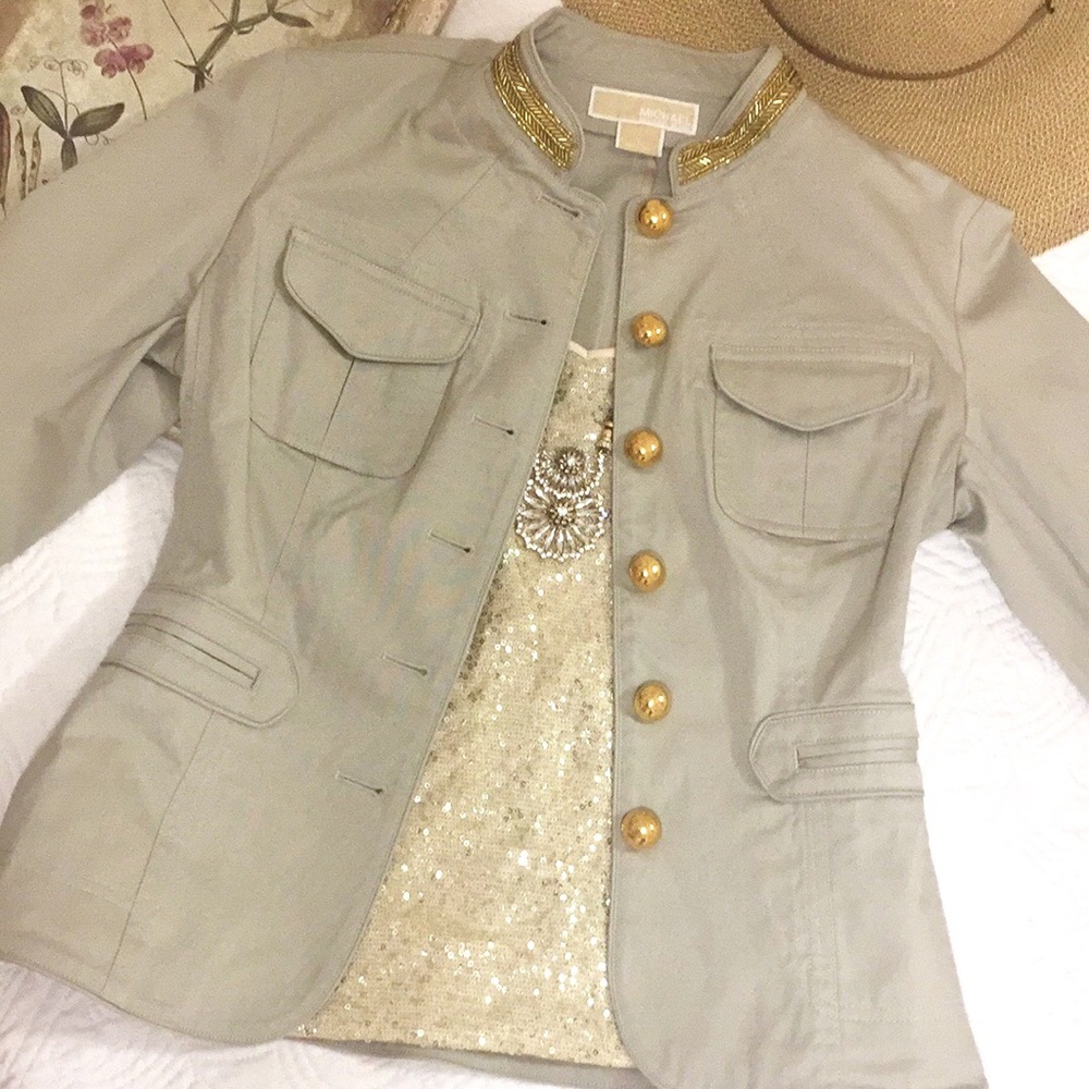 NWT Michael Kors Sequined Military Blazer